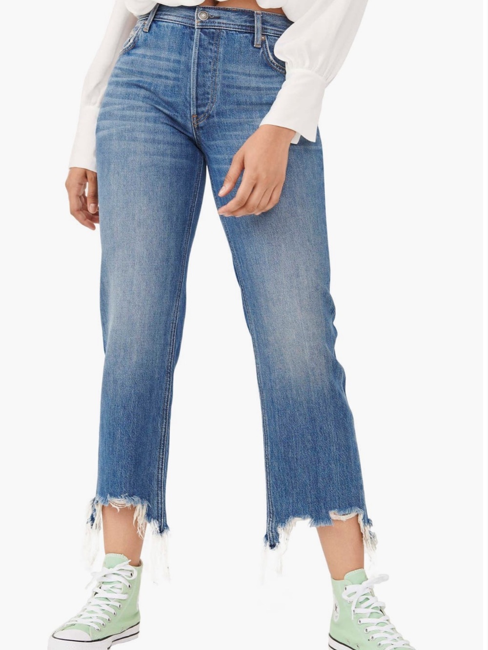 Free People We the Free Maggie Cropped Distressed Jeans Size 28 / 6 100% Cotton